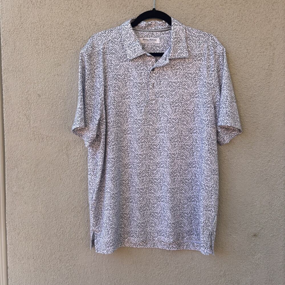 Tommy Bahama Polo Shirt Mens Island Zone Bahama Coast Geometric Print Casual